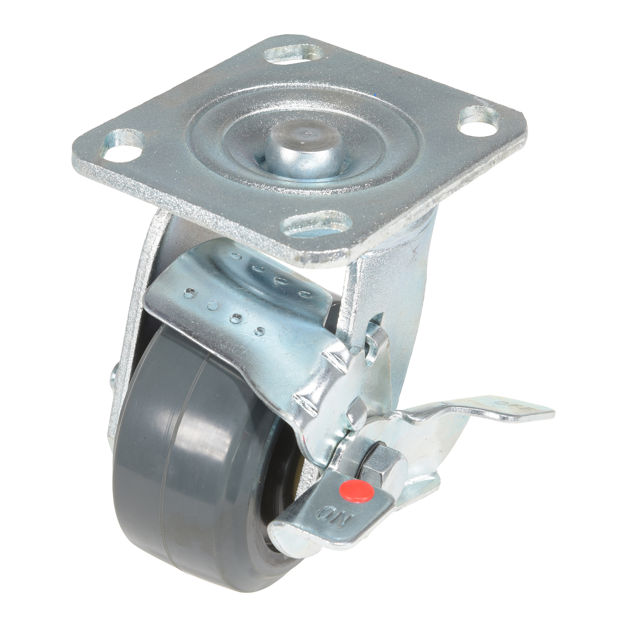Vestil Rubber Swivel With Brake Caster 4 In. Diameter x 2 In. Width 551 Lb. Capacity Dark Gray/Gold